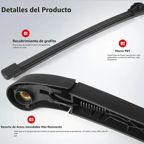 Vista 4 de OTUAYAUTO - Juego de limpiaparabrisas trasero para BMW X1 F48 2016-2024, estilo OEM de fábrica Repuesto para BMW X1 F48 2016-2024