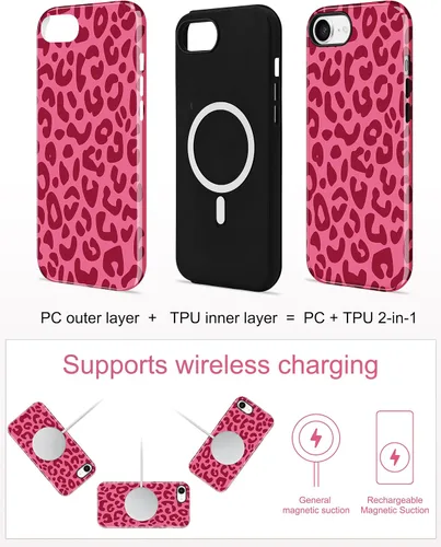 Vista 186 de Jusy Funda compatible con MagSafe con estampado de caparazón de tortuga marrón para iPhone 7/8/SE, cubierta protectora de TPU suave magnética