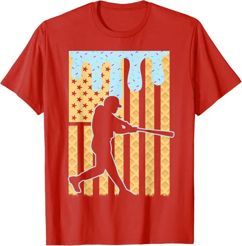 Vista 107 de Camiseta de béisbol Drip Boys Dripping Ice Cream Baseball American Flag, Negro -, Pequeña
