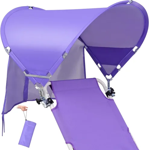 Vista 14 de Toldo universal XL resistente al viento para silla, extra grande plegable UPF 50+ con abrazadera ajustable, se adapta a la mayoría de la playa
