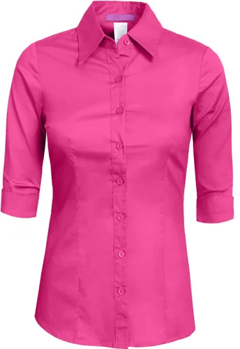 Vista 33 de NE PEOPLE Camisa de oficina con botones y manga 3/4 a medida para mujer