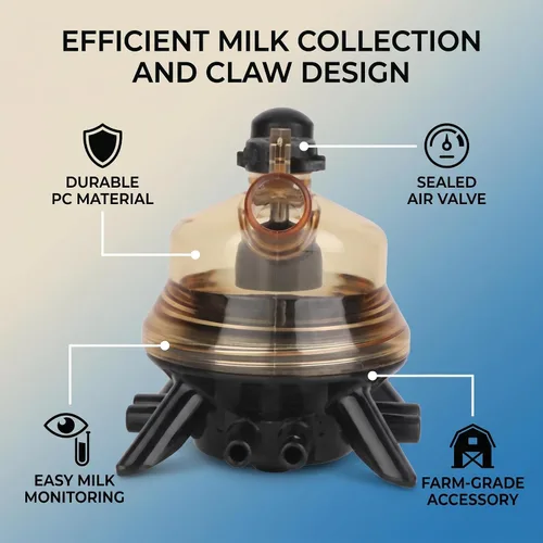 Vista 3 de Colector de leche de vaca de 5.1 fl oz, pieza de ordeño de repuesto con base de plástico para estación de ordeño de vacas y ovejas de granja lechera
