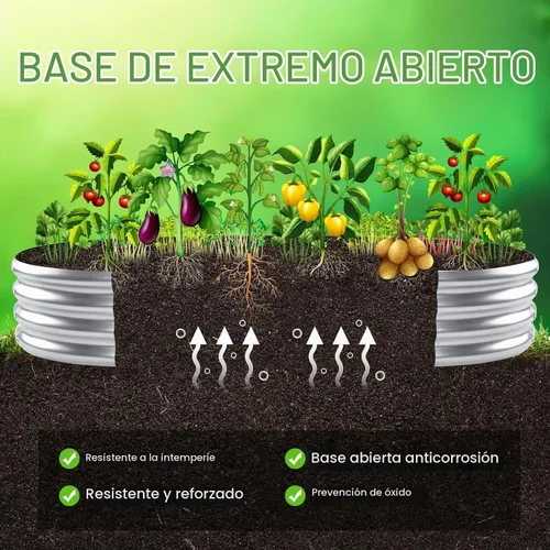 Vista 6 de AHEONLAR Paquete de 2 macetas de jardín elevadas galvanizadas de 4 x 2 x 1 pies, caja ovalada grande de metal, resistente y duradera, cajas