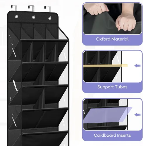 Vista 5 de MISSLO Organizador de zapatos transparente para colgar sobre la puerta, con bolsillos profundos y grandes, para armario, 20 pares de soportes