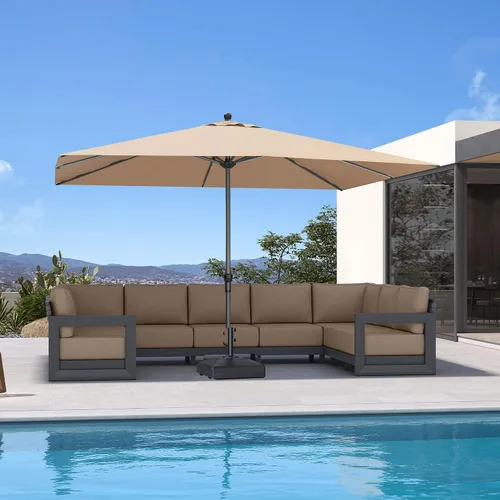 Vista 63 de PURPLE LEAF - Sombrilla de patio rectangular de 6' x 4', sombrilla de mesa para exteriores con marco de aluminio, sombrilla de mercado, sombrilla