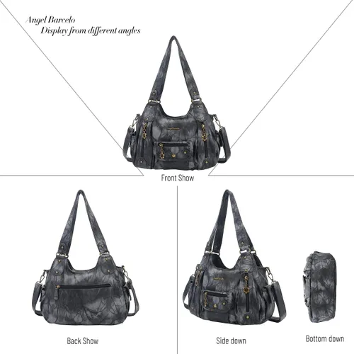 Vista 3 de Angel Barcelo Bolsos de cuero sintético para mujer, bolso de hombro, a la moda, bolsas para niñas