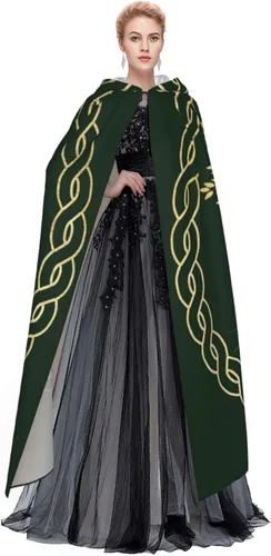 Vista 2 de Capa de disfraz vikingo para hombres y mujeres, Halloween, cosplay, mago, bruja con capucha
