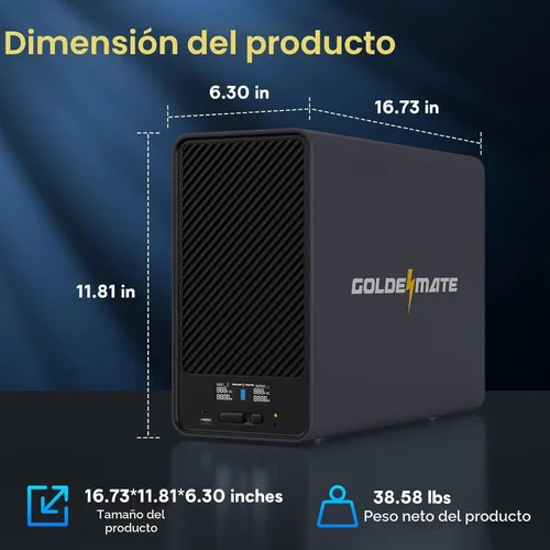 Vista 6 de GOLDENMATE 2000VA/1600W Litio UPS Respaldo de batería y protector contra Gris