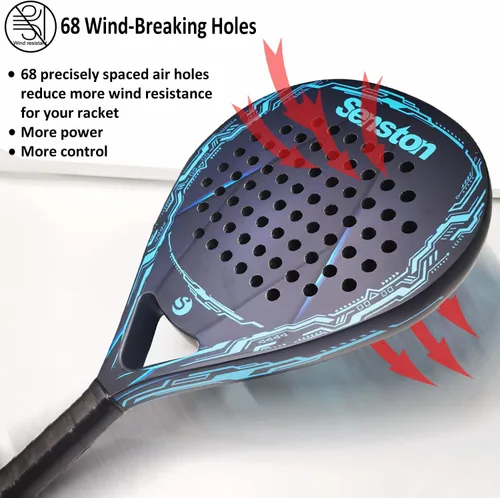 Vista 4 de Senston Raqueta de pádel con superficie de fibra de carbono con núcleo de espuma flexible de memoria EVA, pala de pádel con bolsa de transporte