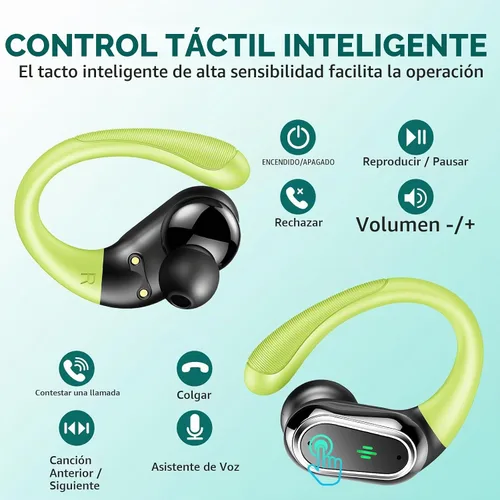 Vista 4 de Auriculares inalámbricos, auriculares Bluetooth 5.4 deportivos 2025, auriculares Bluetooth con micrófono de cancelación de ruido ENC, auriculares