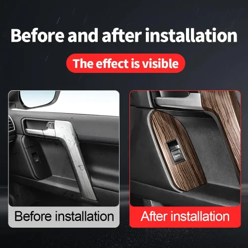 Vista 3 de Manija de puerta con textura de madera para Toyota Land Cruiser Prado 150 Panel de elevación de ventana Lc150 2010-2022 Accesorios de actualización