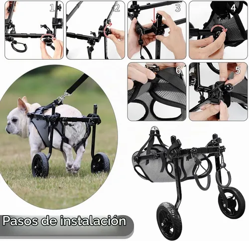 Vista 7 de Silla de ruedas para perros para patas traseras, carrito de ruedas ligero para perros con patas traseras para discapacitados, ajustable