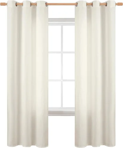 Vista 90 de BGment Cortinas de Lino Beige de 63 Pulgadas de Largo 2 Paneles - Tratamientos para Ventanas con Textura de Arpillera Filtrantes de Luz Cortinas