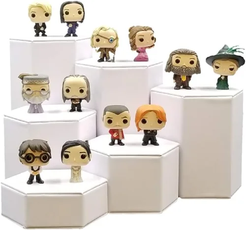 Vista 8 de 888 Display USA, Inc Juego de elevadores de cuero sintético negro con forma hexagonal de lujo de 6 piezas