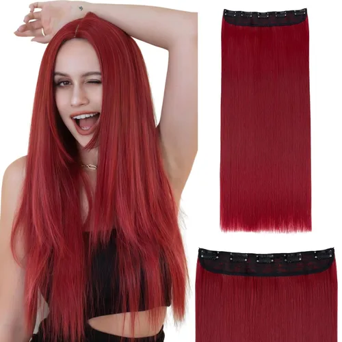 Vista 17 de S-noilite Extensiones de cabello de una pieza con clip, color rubio balayage de 18 pulgadas, en forma de U, extensiones de cabello de trama de una