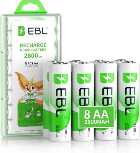 Vista 7 de EBL AA 2800mAh Baterías recargables Ni-MH de alto rendimiento, paquete de 4