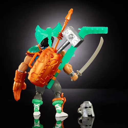 Vista 6 de Masters of the Universe Origins Tortugas de Grayskull Casey Jones Figura de acción de juguete, 16 articulaciones, armadura y armas, cruce entre TMNT