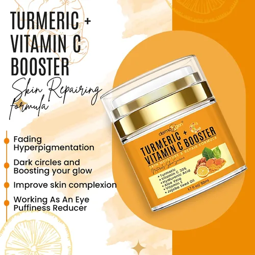 Vista 9 de Crema Facial de Cúrcuma con 30% de Vitamina C – Potenciador de Brillo, Hidratante Antienvejecimiento y Reparador de la Piel para Manchas Oscuras