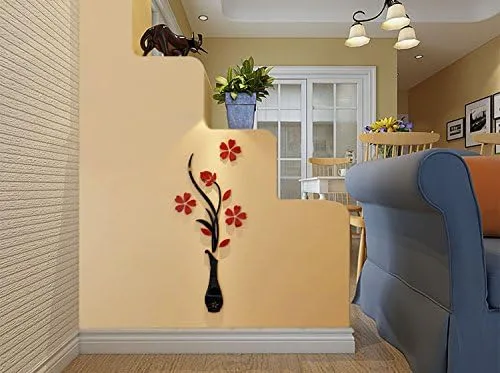 Vista 4 de Murales de pared con jarrón 3D para sala de estar, dormitorio, sofá, telón de fondo de televisión, calcomanías originales, regalo, calcomanía