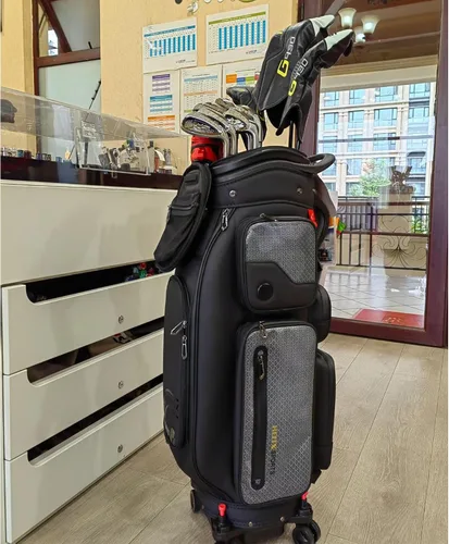 Vista 6 de HELIX -Bolsa de carrito de golf de golf, fácil de transportar, bolsa retráctil para carrito de golf con chasis de ruedas de bloqueo y empuñadura