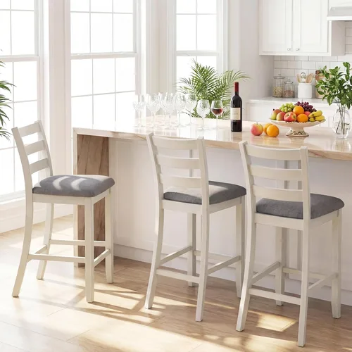 Vista 4 de NAFORT Bar Stools Set of 2, 25.5” Counter Height Bar Stools with Back, Upholstered Bar Stools for Kitchen Island Bar Restaurant, Bar Dining Chairs
