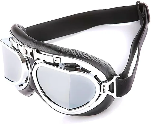 Vista 2 de Anteojos de seguridad para motociclismo, motonetas, medio casco clásico para Vespa, estilo aviador, plegable con lentes transparentes T008 Marco