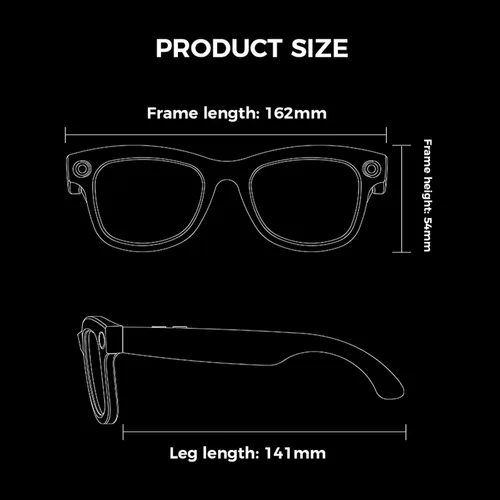 Vista 6 de Lentes inteligentes AI con cámara de 800 W, grabación de video, traducción en tiempo real, control de música, WiFi/Bluetooth 5.3 gafas inteligentes