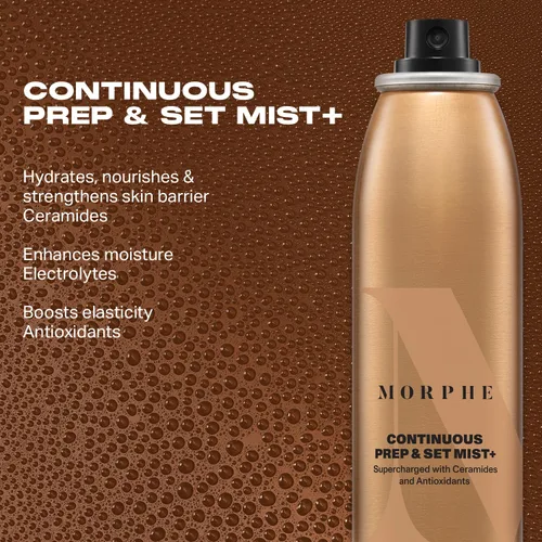 Vista 3 de Spray de ajuste Morphe Mini Continuous Prep & Set - Spray de ajuste para maquillaje de tamaño de viaje - Bruma facial microfina enriquecida