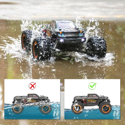 Vista 4 de HAIBOXING Coche de control remoto 16889, escala 1:16, 2.4 GHz, autos RC 4x4, camiones todoterreno, camión monstruo RC RTR a prueba de agua, 36 KM/H