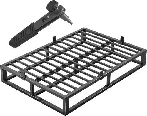 Vista 9 de Bilily Marco de cama individual de 14 pulgadas con soporte de listones de acero resistente, plataforma de metal resistente para colchón