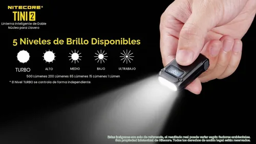 Vista 4 de NITECORE TINI 2 Dual LED recargable llavero luz - 500 lúmenes (negro)