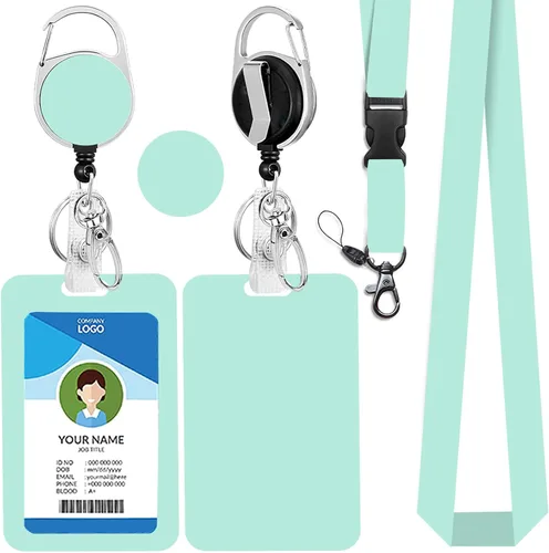 Vista 28 de Cordones azul bebé para llaves Portador de Insignias, Carrete de Insignias Retráctil con Clip de Mosquetón y Cordón Desmontable, Linda Tarjeta