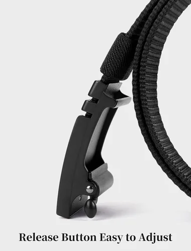 Vista 5 de SKiporty Cinturones tácticos de trinquete para hombres, cinturón de trabajo de nailon para golf con hebilla deslizante automática, ajuste ajustable