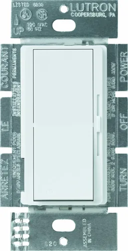 Vista 8 de Lutron DVSCELV-300P-BI Diva - Regulador electrónico de bajo voltaje de 300 vatios de un solo polo, galleta