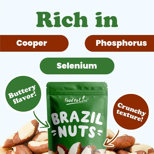 Vista 5 de Nueces de Brasil orgánicas Food to Live® (crudas, sin cáscara)