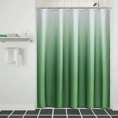 Vista 9 de Furlinic Cortina de ducha negra de 60 x 72 pulgadas, cortinas de ducha de tela con peso ombré para baño, hotel, spa, lujo, juego de cortina de ducha