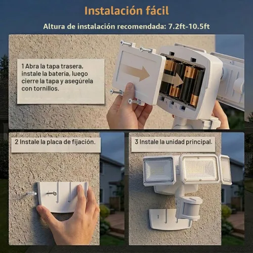Vista 8 de LEPOWER Luz de inundación al aire libre con pilas de 1500LM LED con sensor Blanco