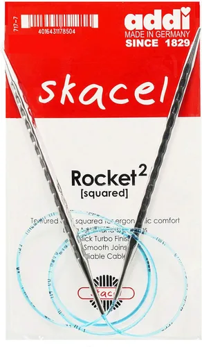 Vista 2 de addi Rocket 2 - Aguja de tejer circular ergonómica cuadrada de 32 pulgadas (80cm) US 0 (2mm), acabado texturizado, bordes redondeados, puntas