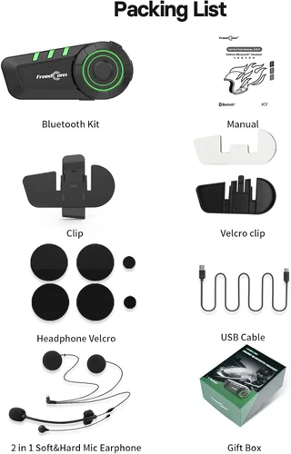 Vista 7 de FreedConn Auriculares Bluetooth KY para motocicleta, casco Bluetooth, intercomunicador, sistemas de comunicación de motocicleta con cancelación