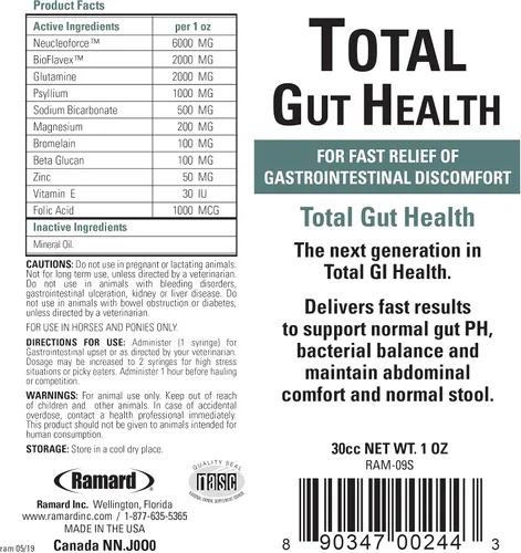 Vista 2 de Ramard Total Gut Health Equine Digestive Support - Suplemento de salud intestinal equino probióticos para caballos, vitaminas intestinales