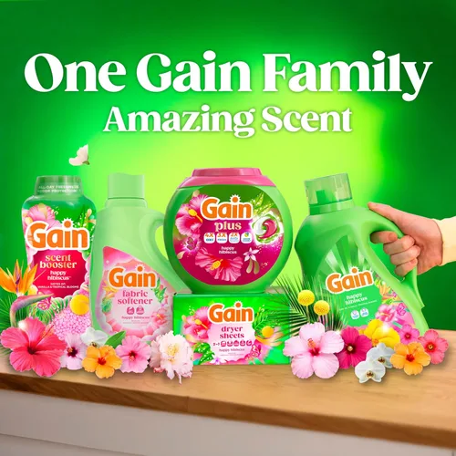 Vista 10 de Gain Super Flings - Cápsulas de detergente para ropa, 45 unidades, aroma Hibiscus Hula, cápsulas de detergente de lavado irresistiblemente limpias
