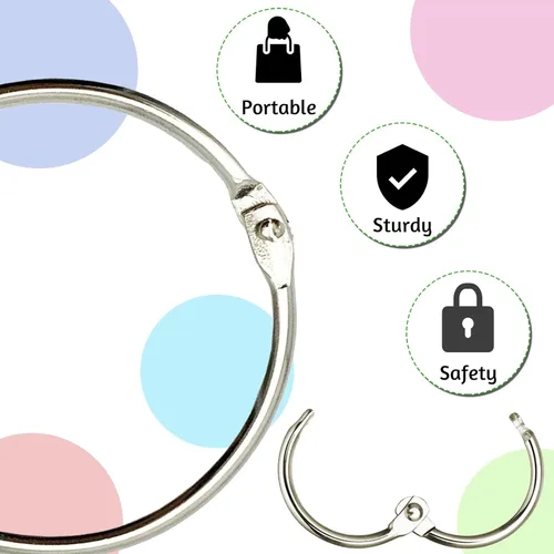Vista 3 de OWLKELA Paquete de 15 anillos de hojas sueltas de 2 pulgadas, llavero con metal chapado en níquel para tarjetas de índice, ideal para la escuela