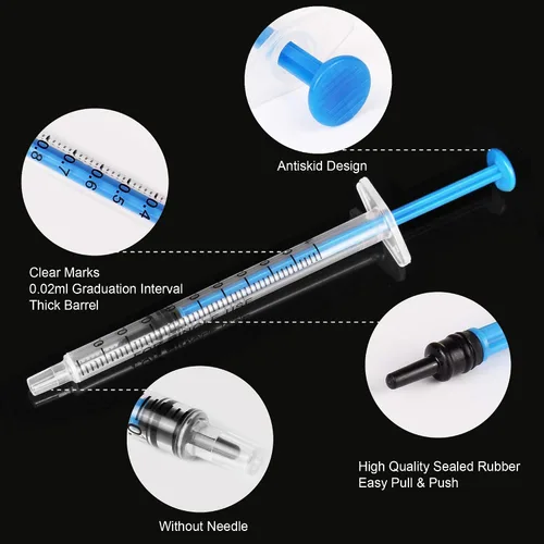 Vista 4 de Jeringa de 1ml sin aguja - 1 ml Jeringas pequeñas de plástico estériles empaquetadas individualmente con tapa para estudiantes de medicina