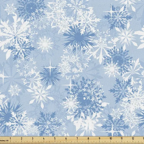 Vista 53 de Ambesonne Tela Navideña por Yarda, Tema Navideño Colorido Vivo Piñas de Pino Ramas Hombre de Jengibre Imagen de Bayas Estampada, Tela de Punto