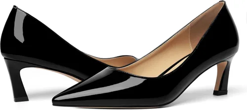 Vista 6 de Vestido de novia para mujer, puntera puntiaguda, patente, sin cordones, tacón bajo, zapatos de tacón bajo de 2.2 pulgadas
