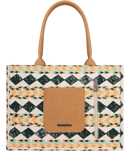 Vista 3 de Montana West Bolsa tipo tote brillante, con asa superior, con estampado de cachemira