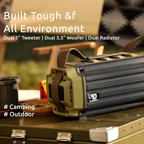 Vista 4 de Dreamwave Tremor III - Altavoz Bluetooth para exteriores, 100 W, 107 dB, sonido de alta fidelidad, graves profundos, estéreo fuerte, IP66