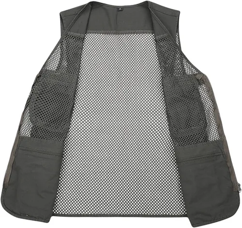 Vista 3 de Flygo Chaleco de malla de secado rápido para hombre con múltiples bolsillos