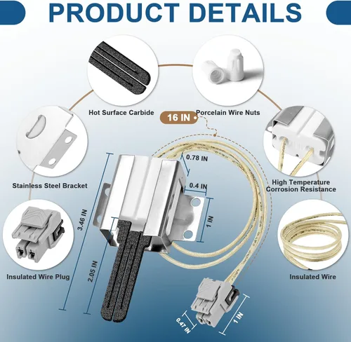 Vista 2 de Cenipar WB13X25500 Encendedor de horno de gas 4369880 compatible con quemador de horno GE Range Ignitor JGB660SEJ4SS JGB700SEJ4SS PGB911SEJ2SS