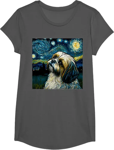 Vista 30 de Camiseta Surrealism Starry Night Shih Tzu Dog